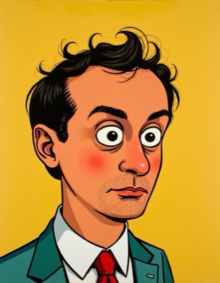 AI-generated caricature portrait in the style of renowned illustrators