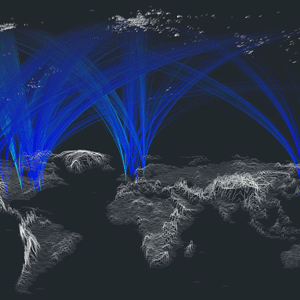 Global map visualization showing scientific success patterns across different research fields