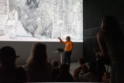 Understanding the Invisible installation at Ars Electronica 2023 - large-scale data art projection