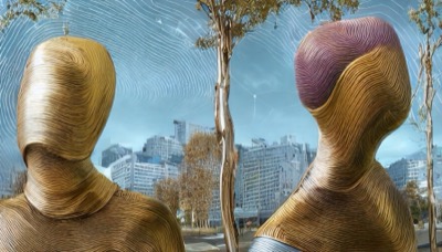 Still frame from Understanding the Invisible data film showing NFT market visualization